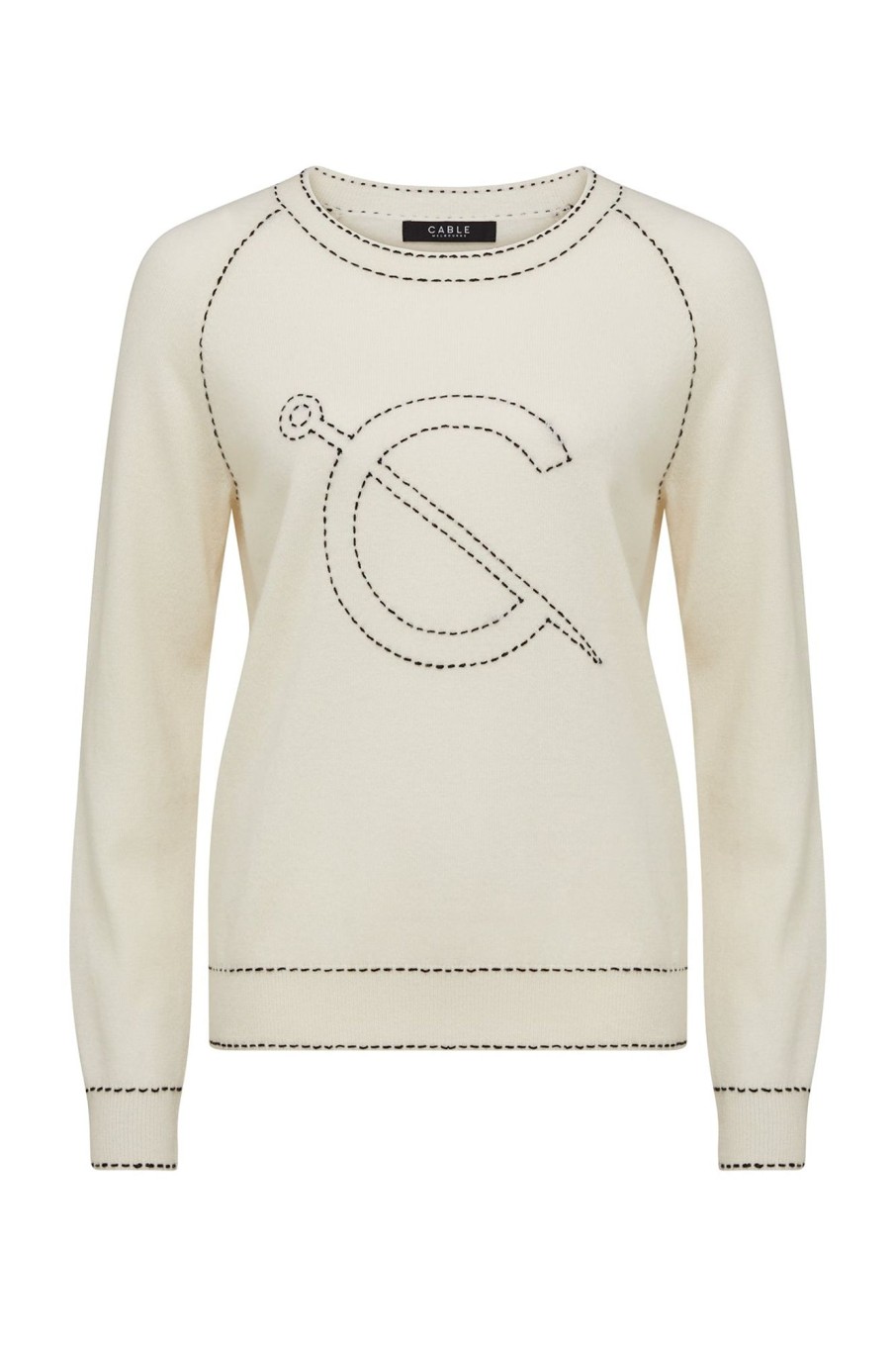 Cable Melbourne Jumpers | Cashwool Logo Jumper - White