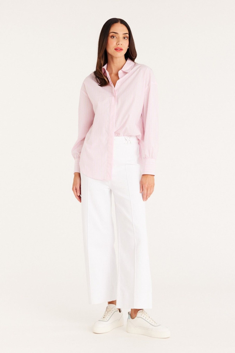 Cable Melbourne Tops & Shirts | Boyfriend Shirt - Pink Stripe