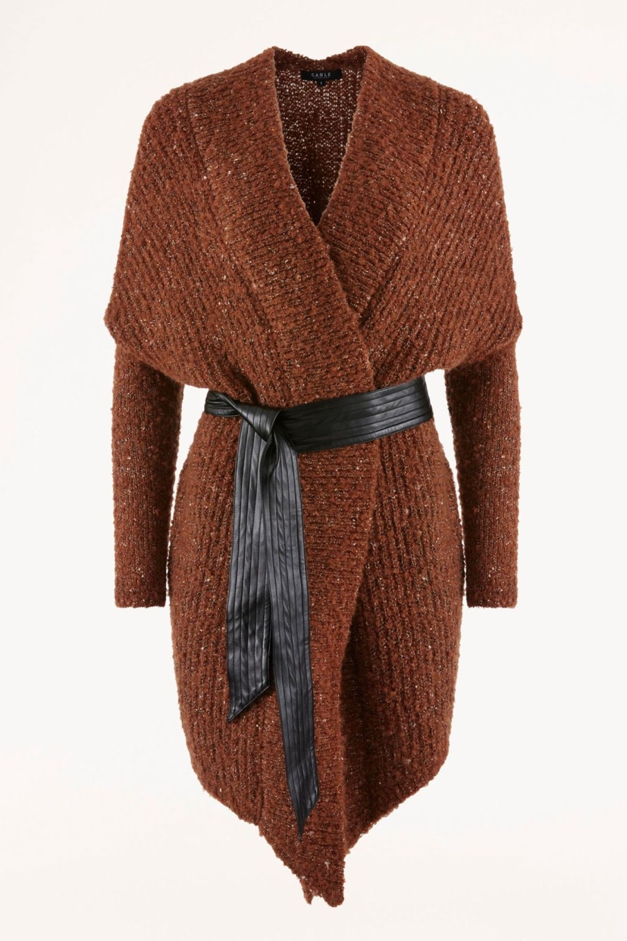 Cable Melbourne Knitwear | Liza Drape Cardigan - Rust Lurex