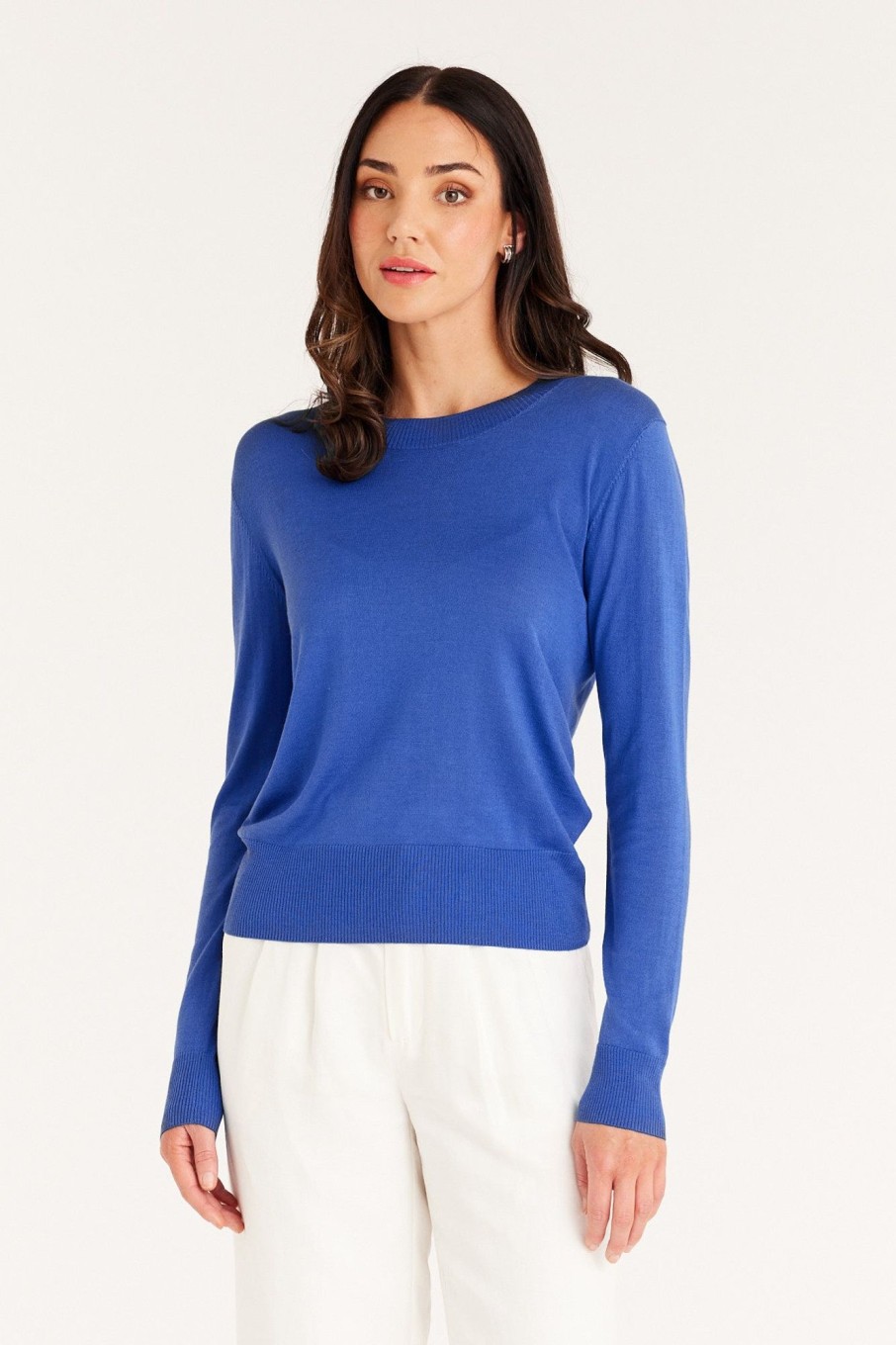 Cable Melbourne Jumpers | Silk Crew Jumper - Sapphire Blue