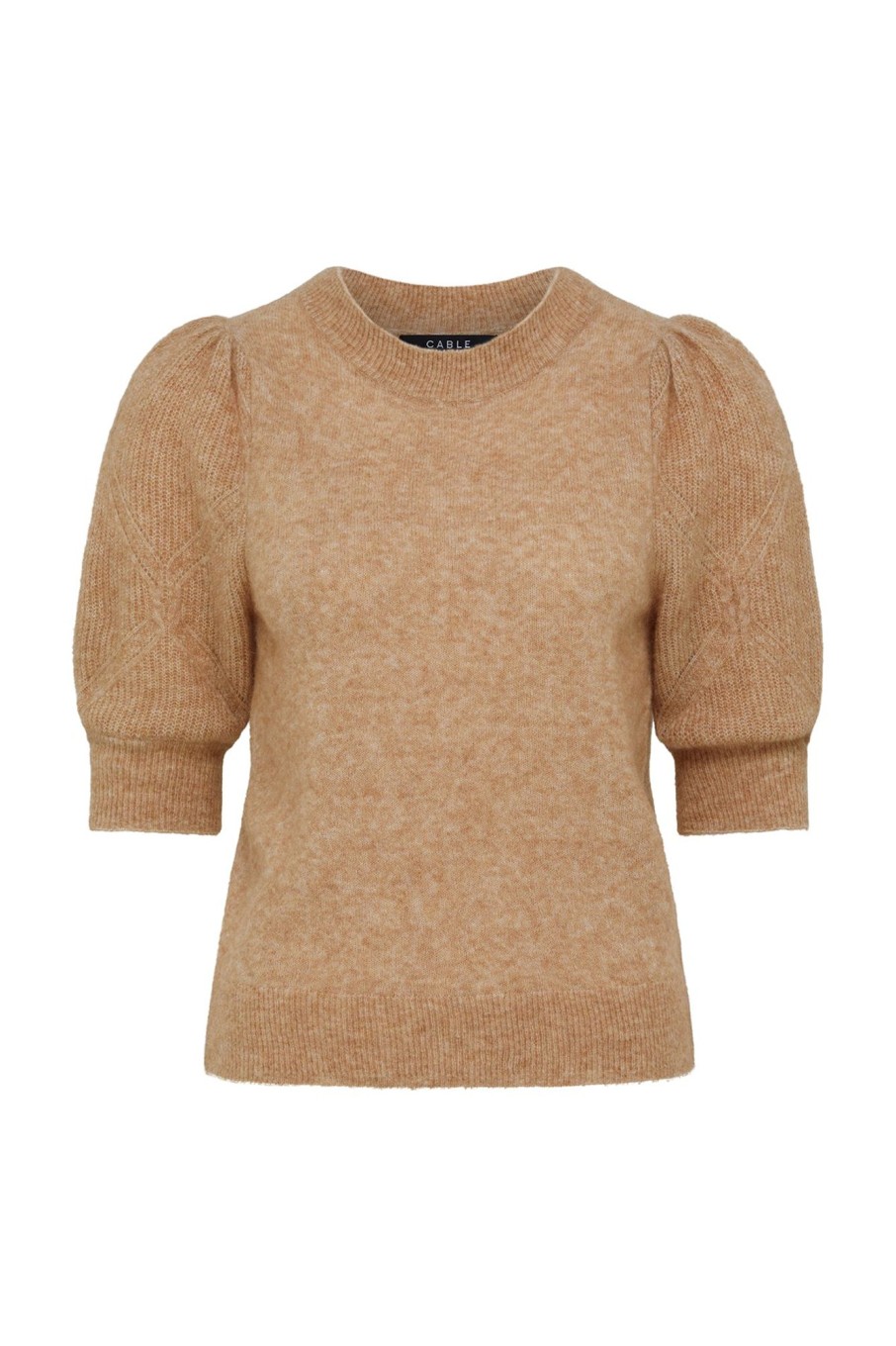 Cable Melbourne Knitwear | Mohair Puff Sleeve Tee - Camel