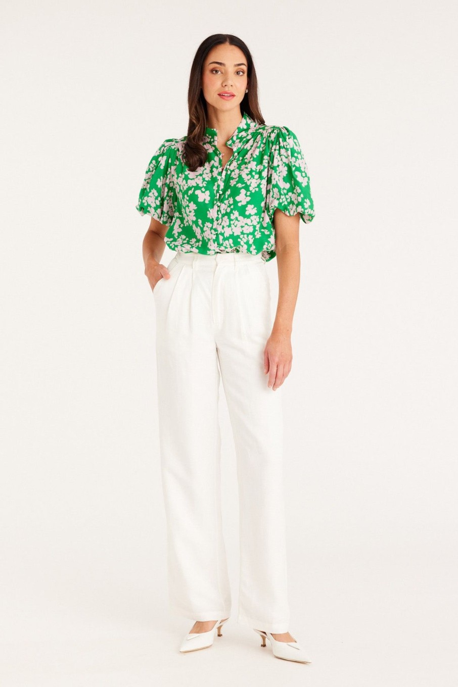 Cable Melbourne Tops & Shirts | Rosie Blouse - Green Print