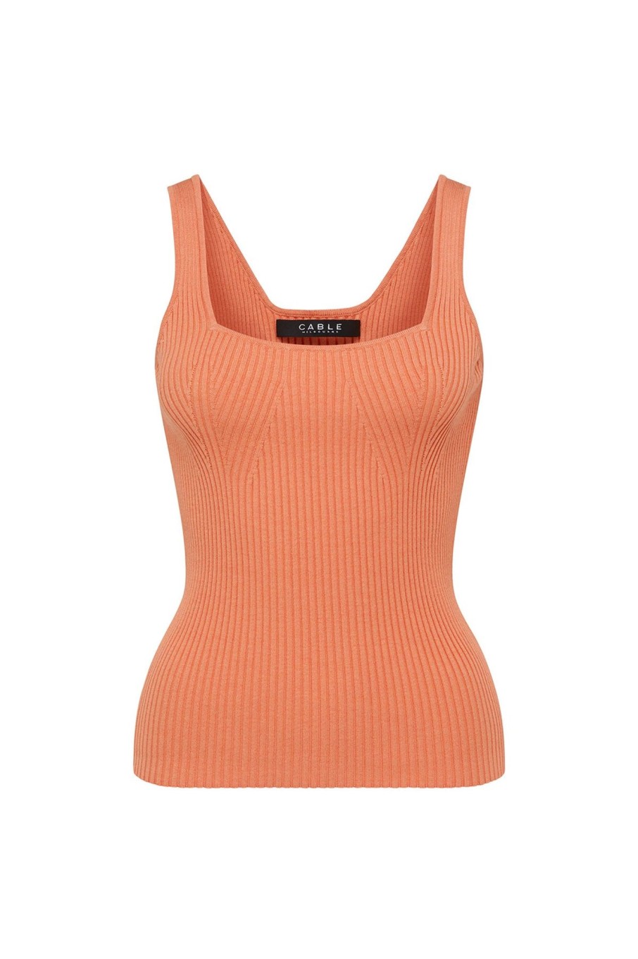 Cable Melbourne Knitwear | Ribbed Knit Tank - Apricot Marle