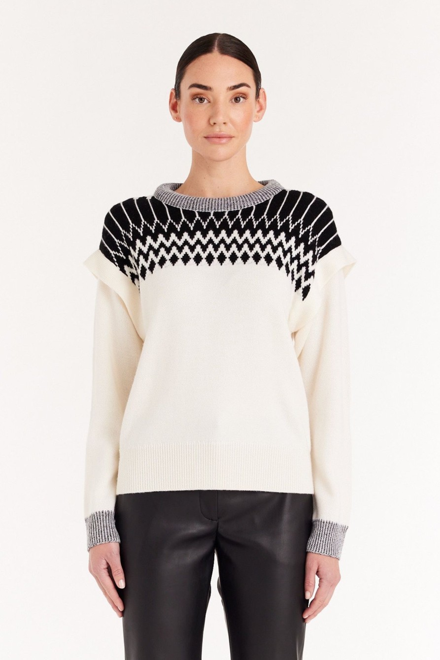 Cable Melbourne Jumpers | Tomba Merino Jumper - Milk Multi