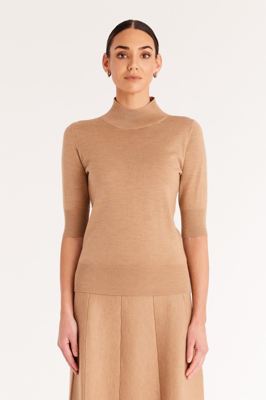 Cable Melbourne Knitwear | Claudia Merino Tee - Camel