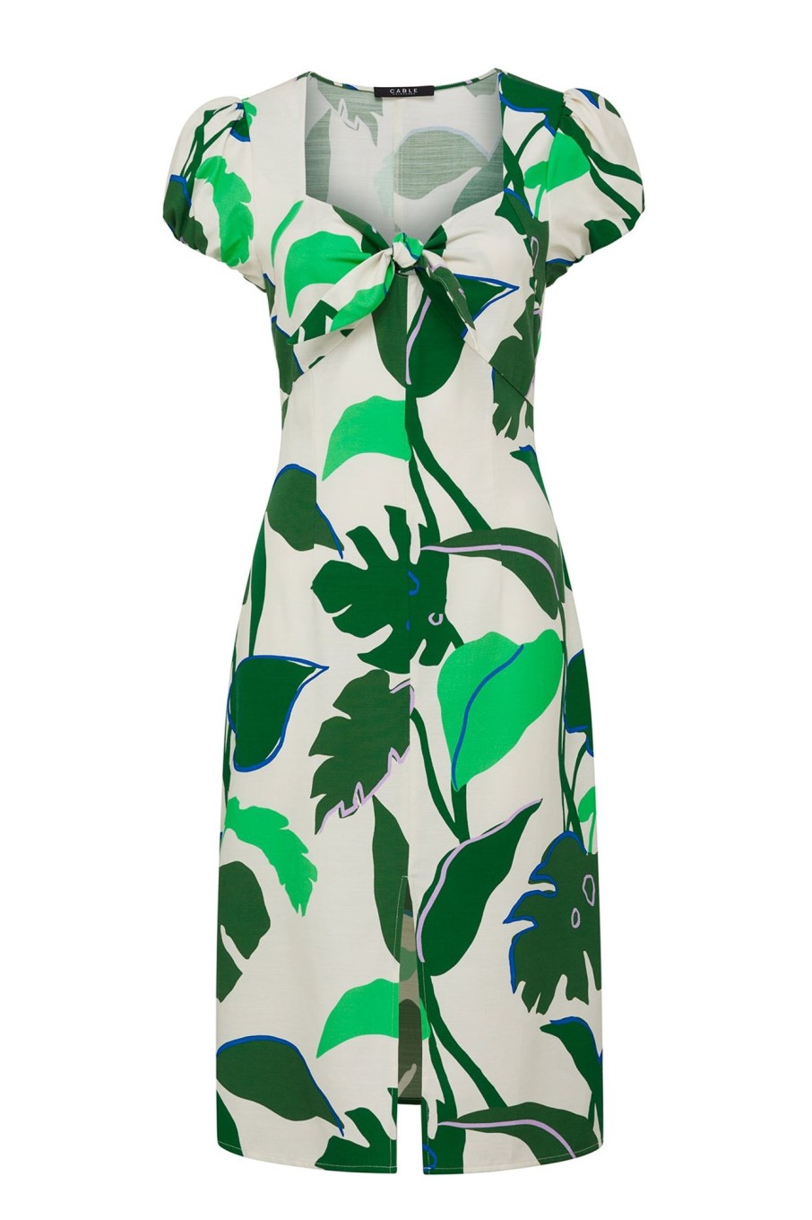 Cable Melbourne Dresses | Hayman Knot Dress - Green Palm Print