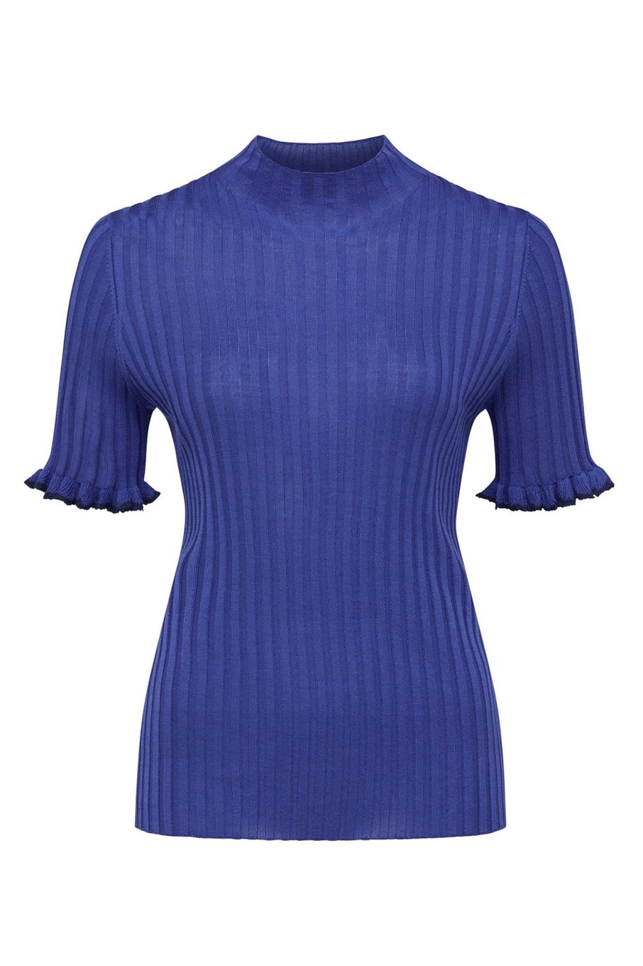 Cable Melbourne Knitwear | Silk Rib Tee - Sapphire Blue