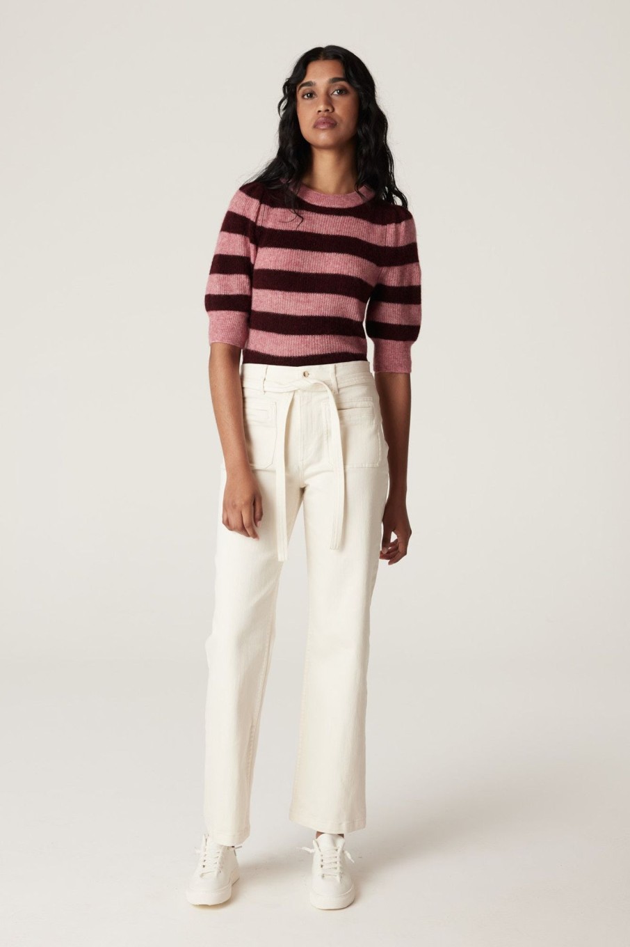 Cable Melbourne Knitwear | Mohair Stripe Tee - Pink Stripe