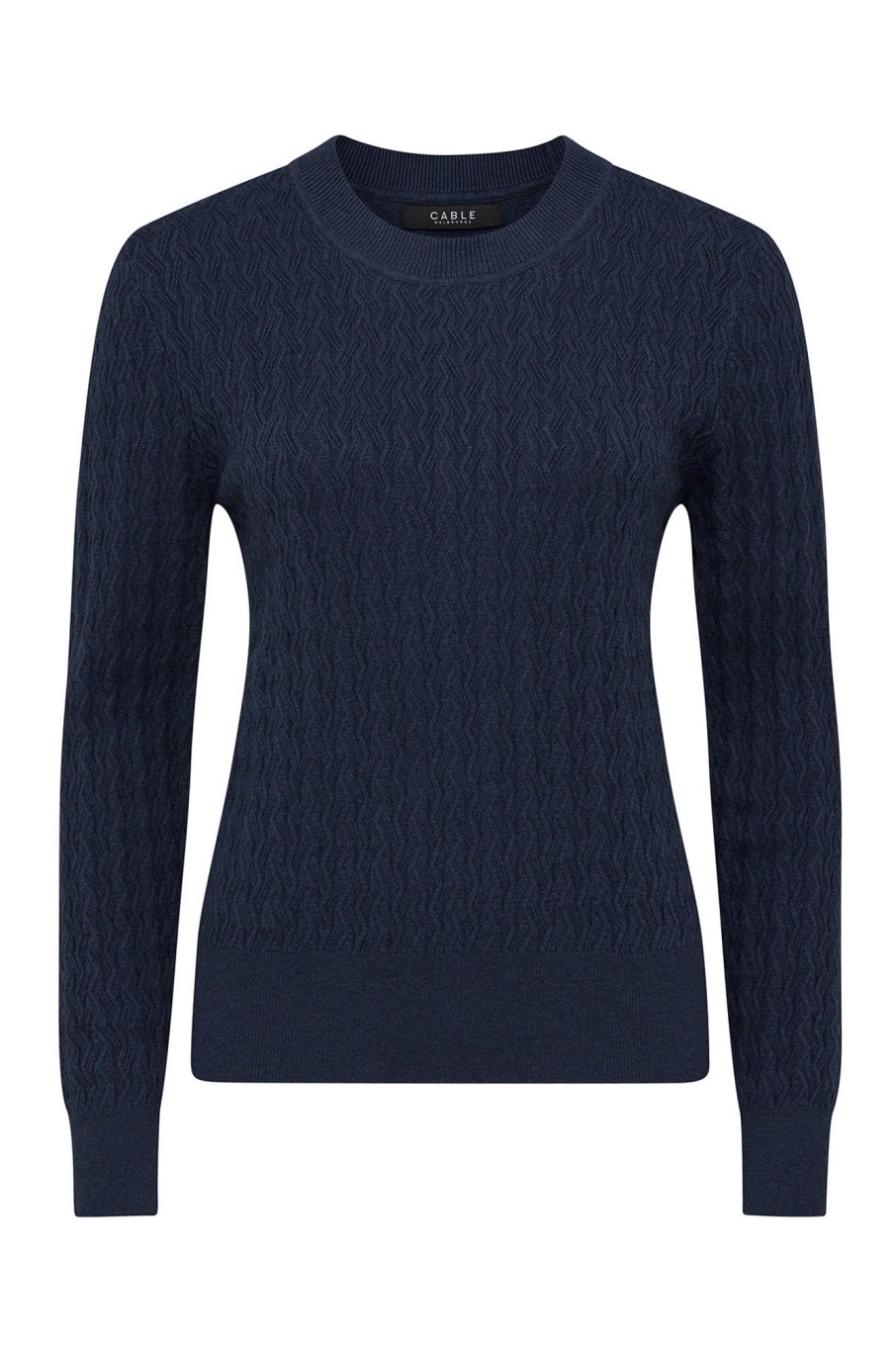 Cable Melbourne Jumpers | Cotton Cashmere Crew Jumper - Denim