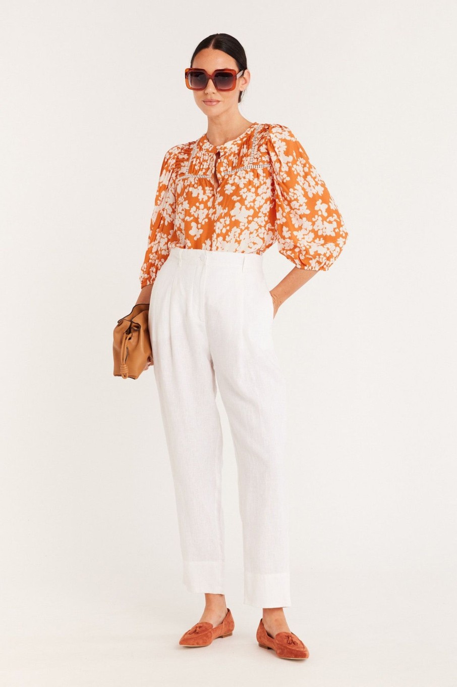 Cable Melbourne Tops & Shirts | Valencia Blouse - Orange Floral