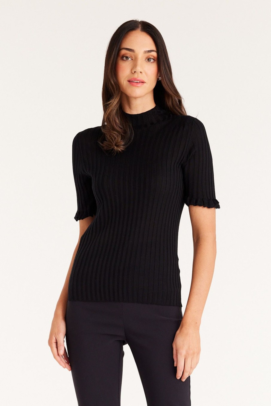 Cable Melbourne Knitwear | Silk Rib Tee - Black