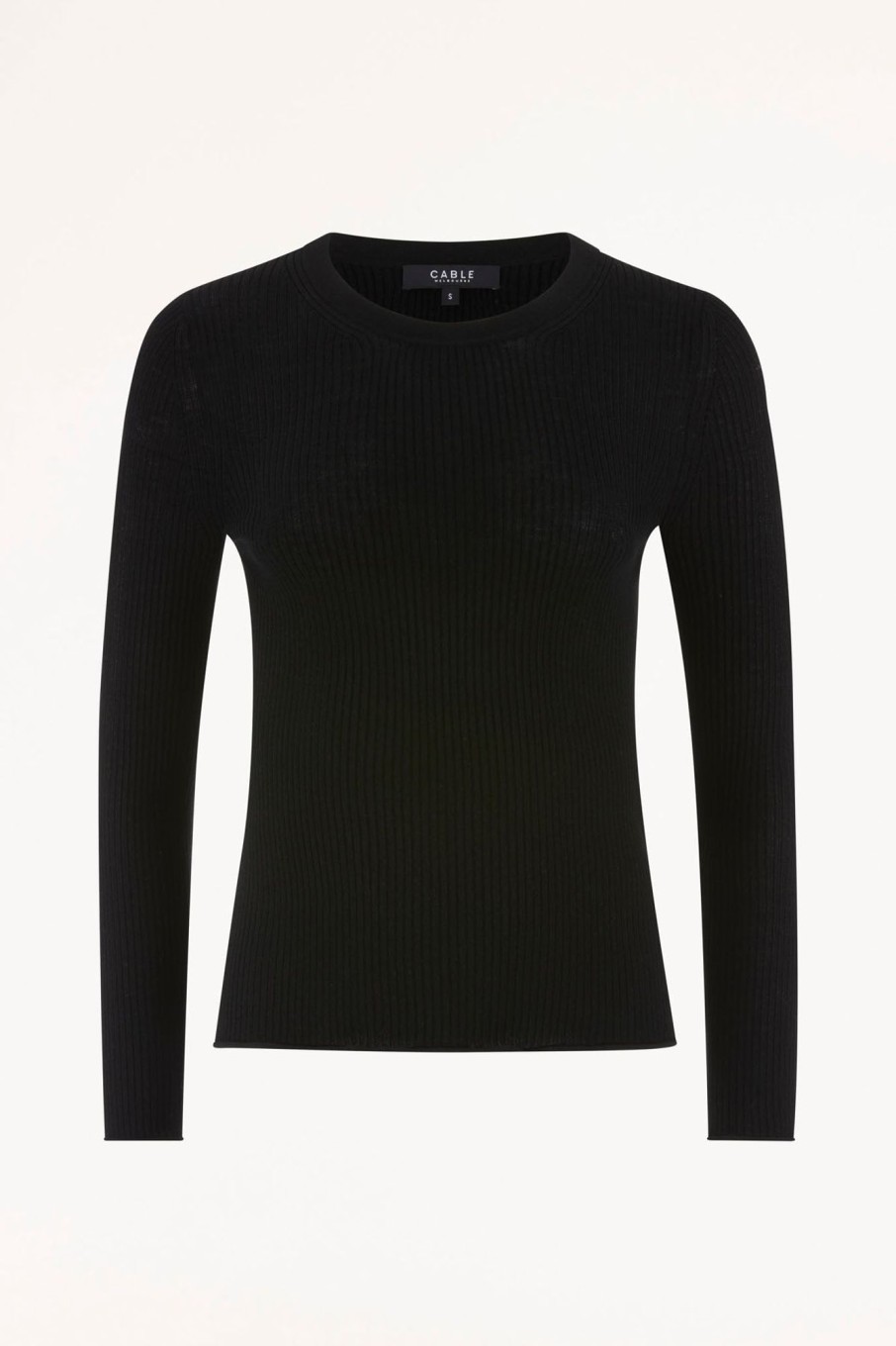 Cable Melbourne Foundation Basics | Superfine Merino Rib Crew - Black