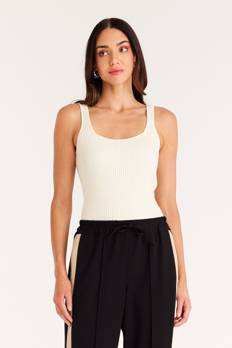 Cable Melbourne Knitwear | Ribbed Knit Tank - Cream