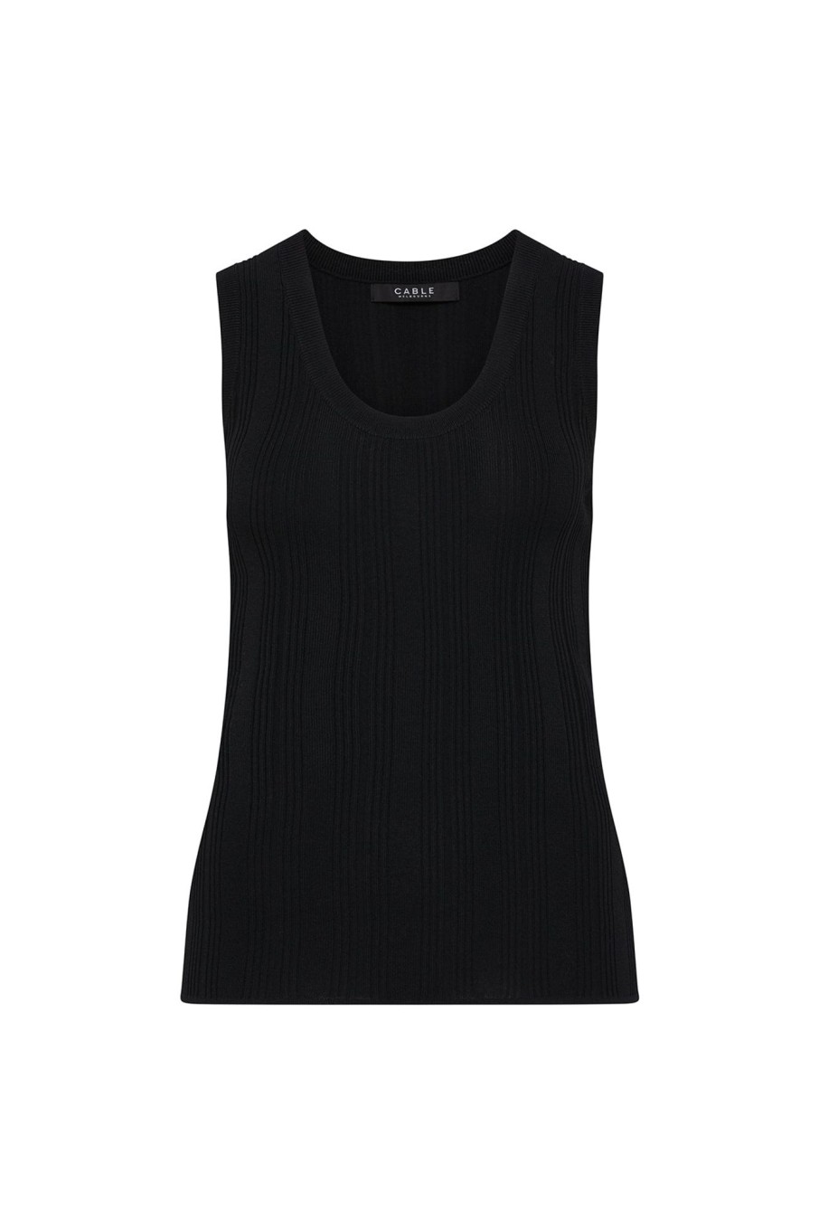 Cable Melbourne Knitwear | Crepe Rib Singlet - Black