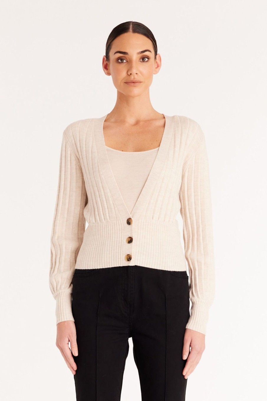 Cable Melbourne Knitwear | Margot Merino Cardigan - Wheat