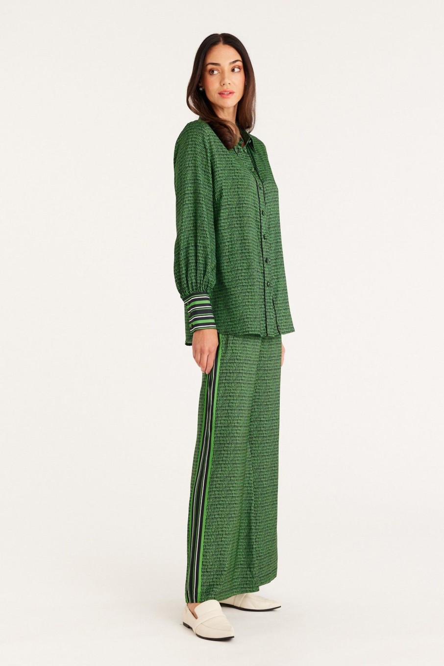 Cable Melbourne Matching Sets | Vienna Wide Leg Pant - Green Print