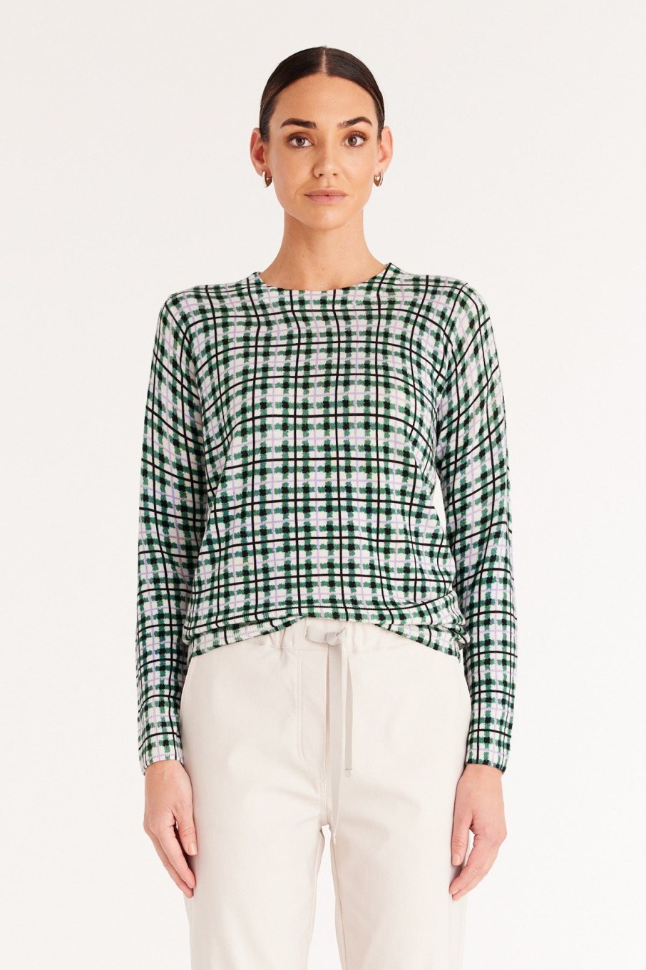 Cable Melbourne Jumpers | Superfine Print Crew Jumper - Green Print