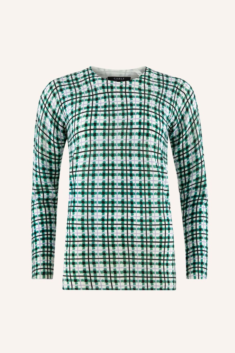 Cable Melbourne Jumpers | Superfine Print Crew Jumper - Green Print