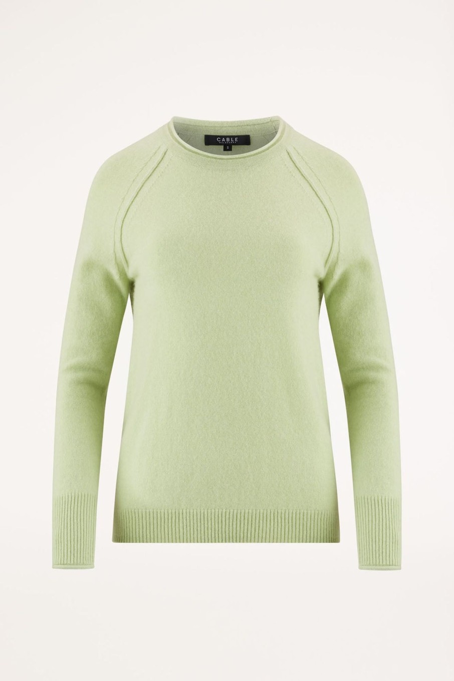 Cable Melbourne Jumpers | Cashmere Crew Jumper - Pistachio Green