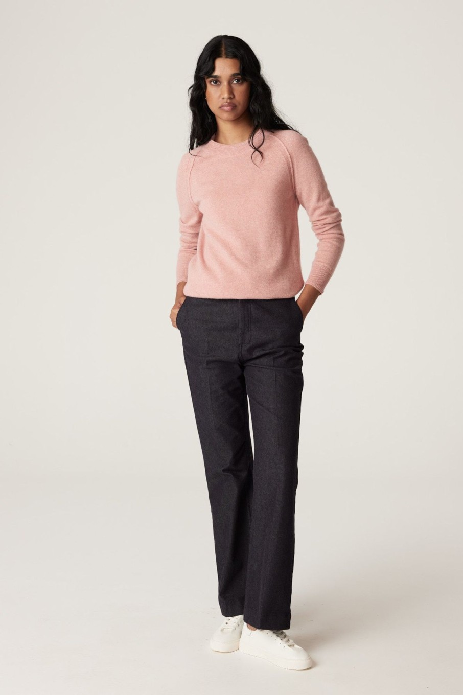 Cable Melbourne Jumpers | Cashmere Crew Jumper - Dusty Pink