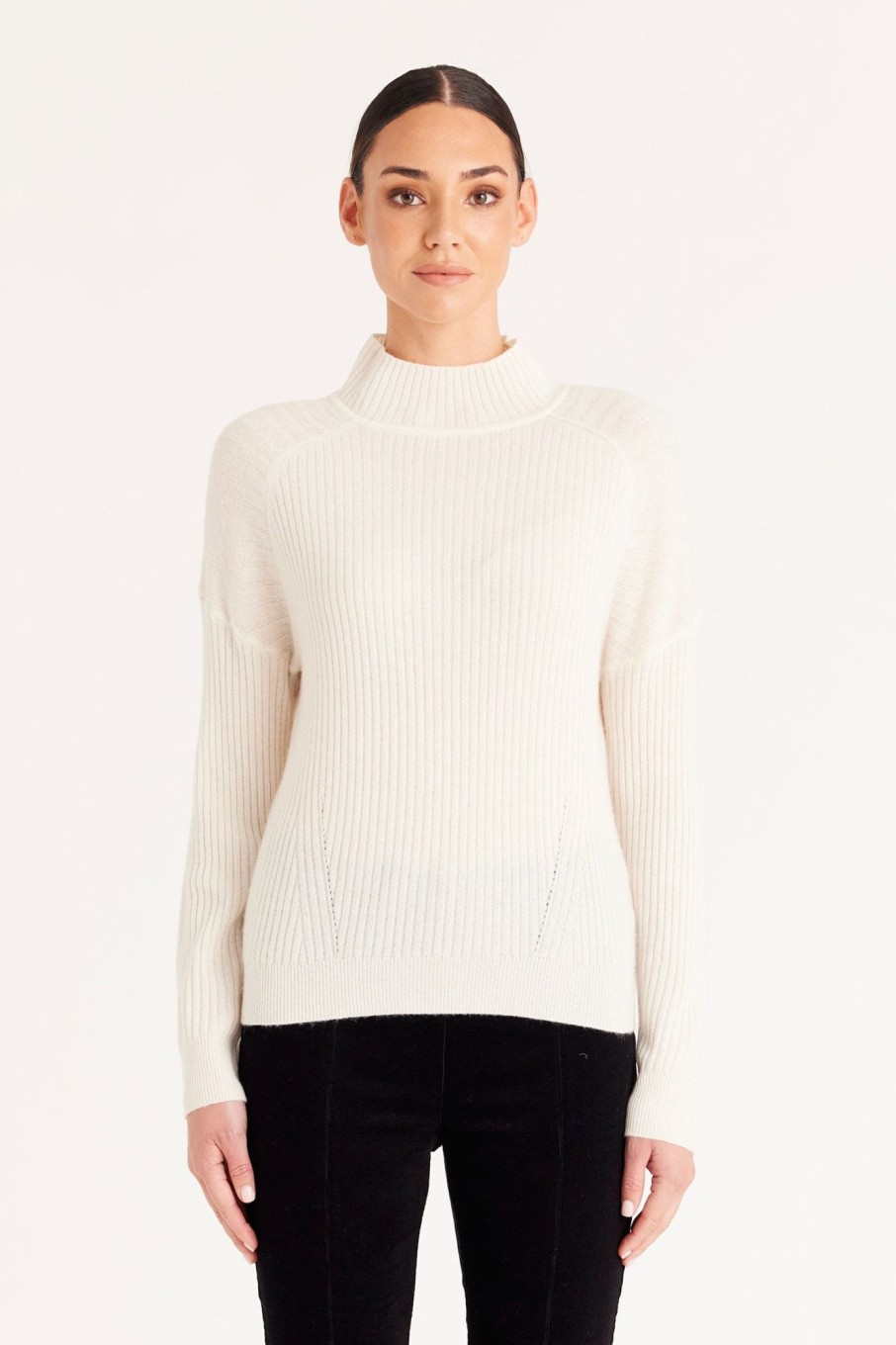 Cable Melbourne Jumpers | Cashmere Rib Jumper - Milk