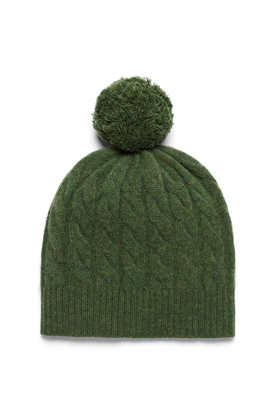 Cable Melbourne Scarves & Beanies | Pure Cashmere Beanie - Green Marle