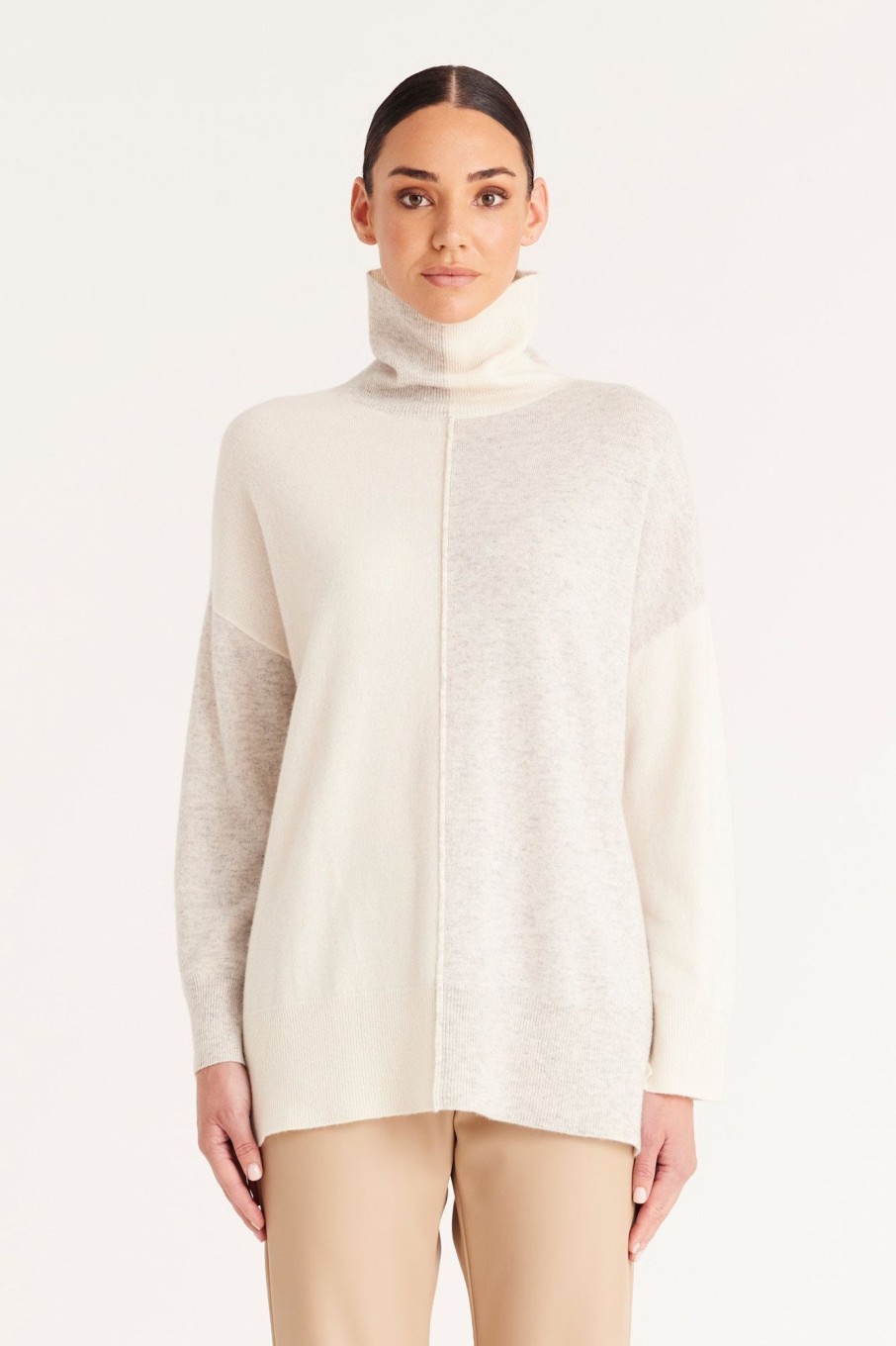 Cable Melbourne Jumpers | Cashmere Oversized Jumper - Grey Marle