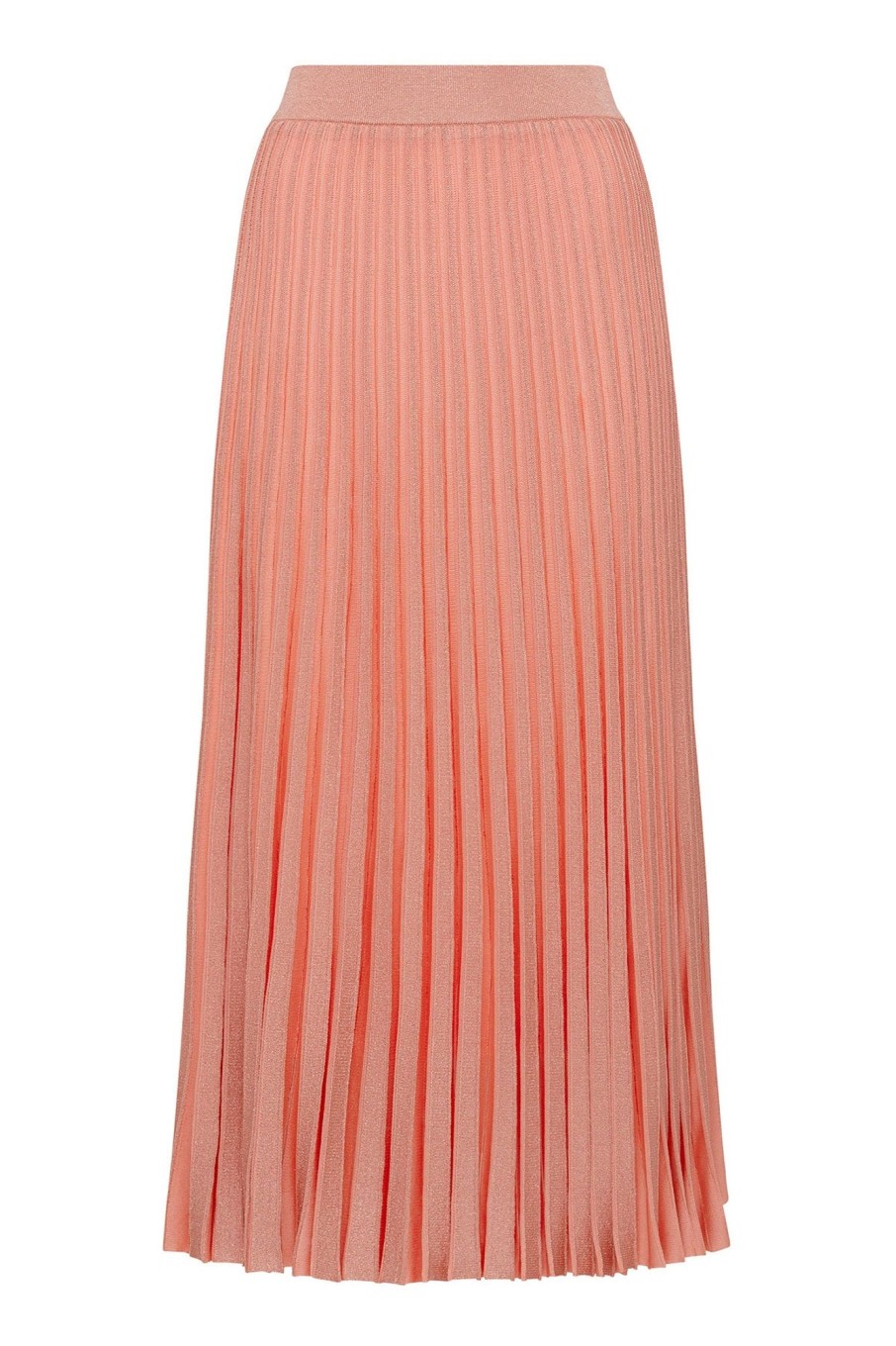 Cable Melbourne Knitwear | Pleat Lurex Skirt - Peach